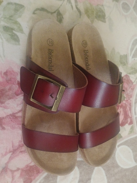 Bjorndal Shoes - Bjorndal Women's Burgundy Double-Strap Buckle Slide Sandals